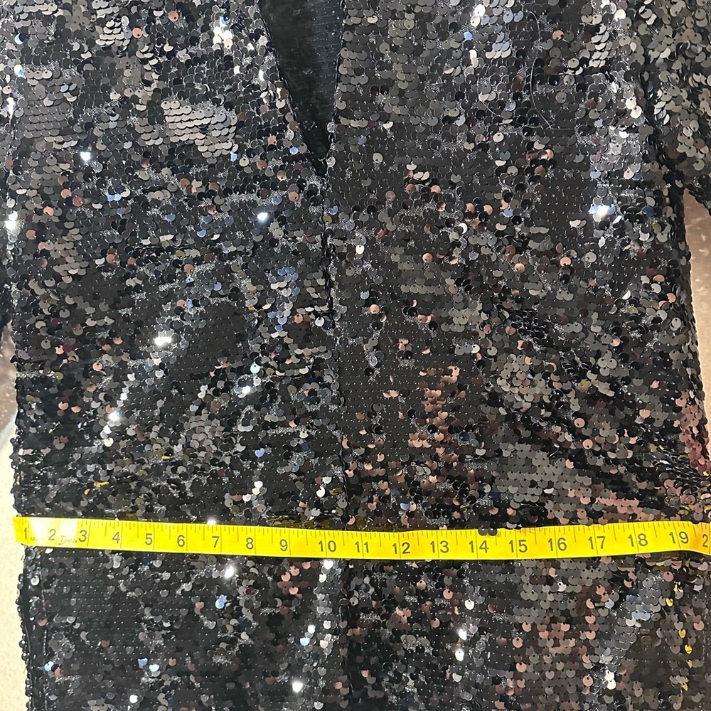 Zara Women's Sparkling Black Sequin Blazer - Picture 5 of 7